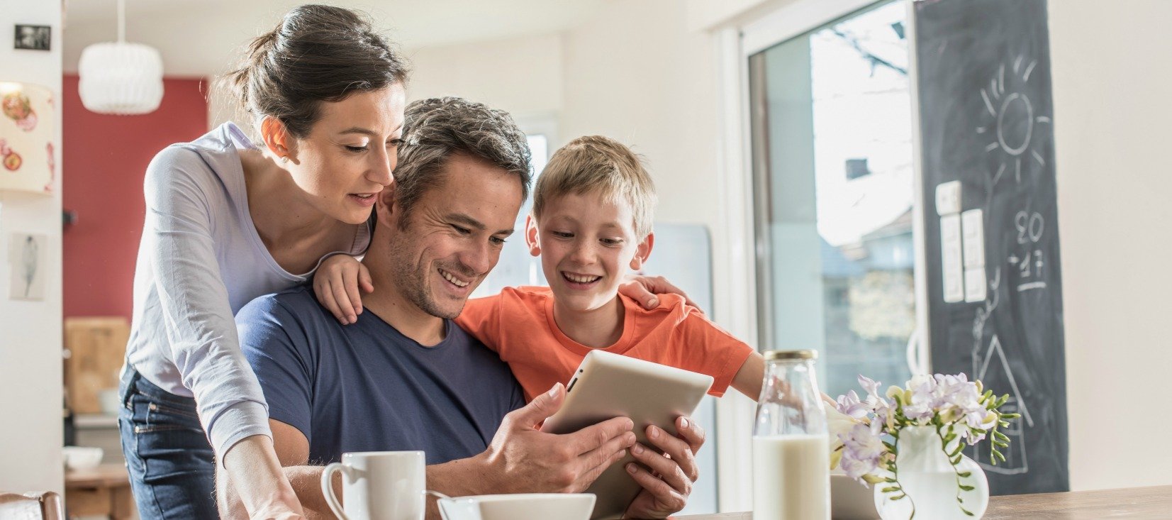 Family on tablet