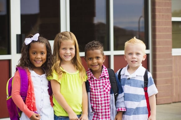 School Children Wearing Backpacks