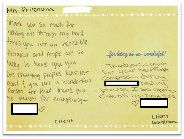 Thank you note to MyCHN from a client