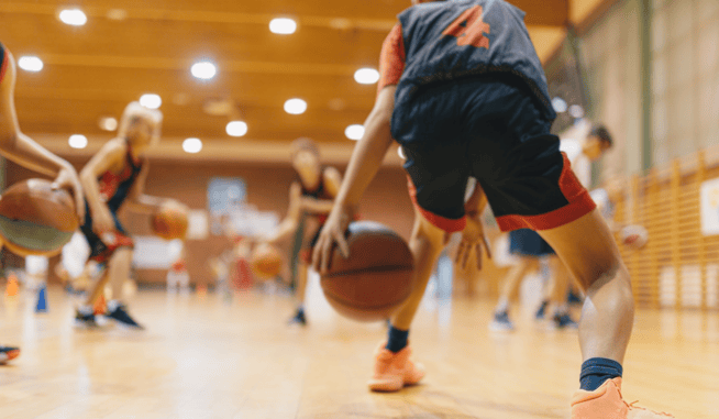 Child playing basketball