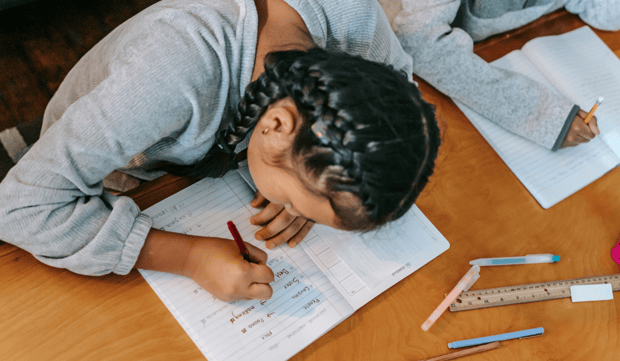 Child doing classwork