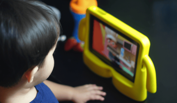 Child looking at tablet screen